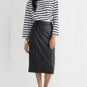 NWT - J. Crew Faux Leather Pencil Skirt - Black - Size US2